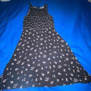 LOFT Black Ditsy Floral Smocked Fit & Flare Summer Dress